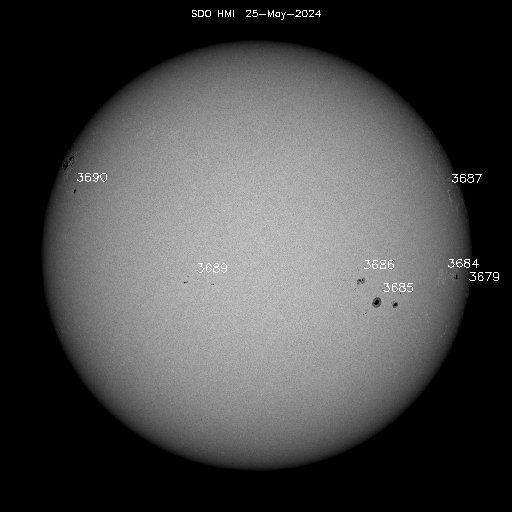 Image of the current sunspot regions